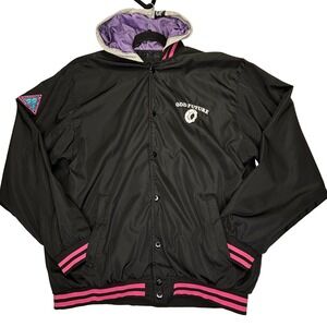 Odd Future OFWGKTA Varsity Coach Jacket Black Pink Snap Tyler The Creator Large